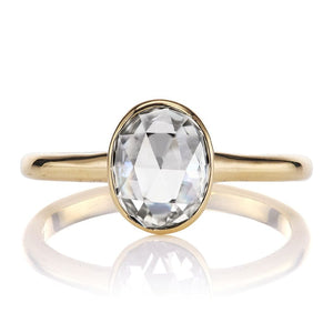 Bezel Set Oval Rose Cut Diamond Engagement Ring