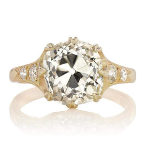 4.20 ct Warm Old Mine Cut Engagement Ring with Side Stones